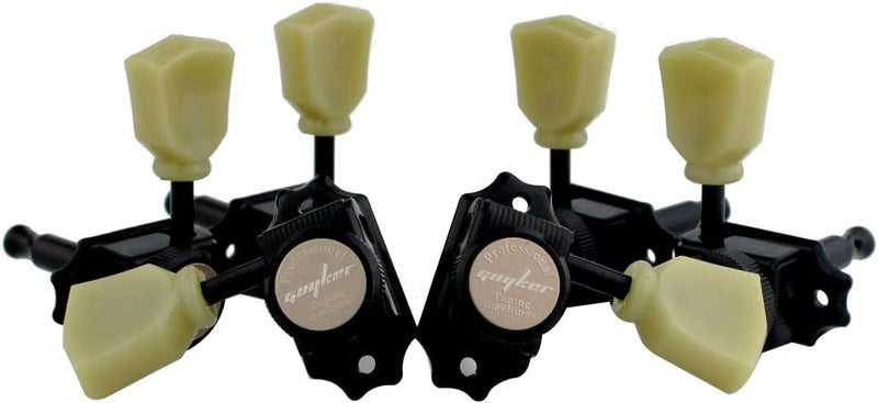 guyker Locking Guitar Machine Heads (3R + 3L) – 1:15 Ratio Lock String Vintage Deluxe Tuning Key Pegs Tuners Set Replacement for Electric, Acoustic or Folk Guitars - Black - Image 3